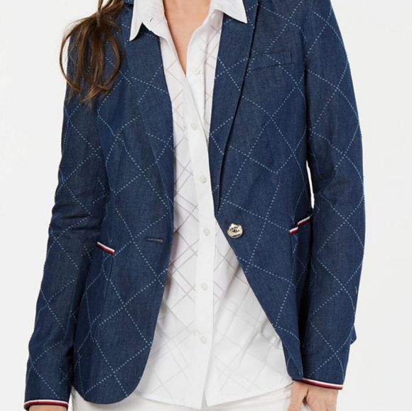 Tommy Hilfiger Jackets & Blazers - TOMMY HILFIGER COTTON DIAMOND PRINT BLAZER